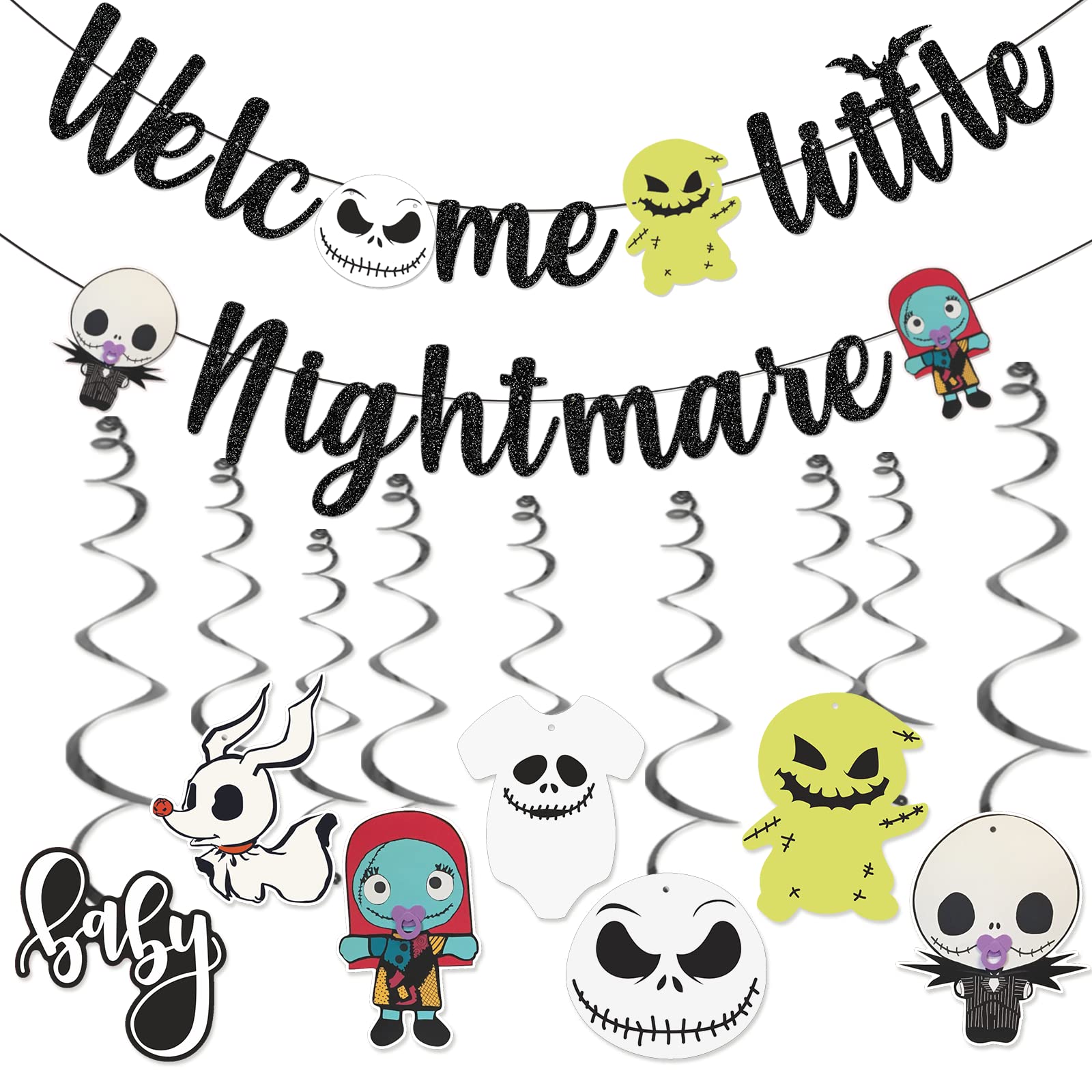 Nightmare Before Baby Shower Decorations Halloween Baby Shower Decorations Welcome Little Nightmare Banner Nightmare Birthday Party Decorations Nightmare Christmas Decor