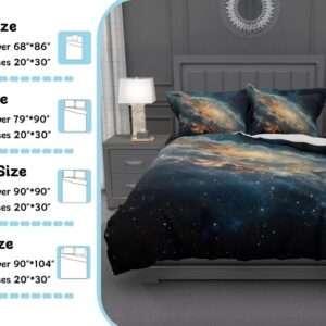 Lokaluo Milky Way Duvet Cover King Size 3D Printed Psychedelic Swirl Duvet Cover Set Starry Sky Series Bedding Sets Cosmic Mysterious Bedroom Decor 3 Pcs Comforter Cover with 2 Pillowcases