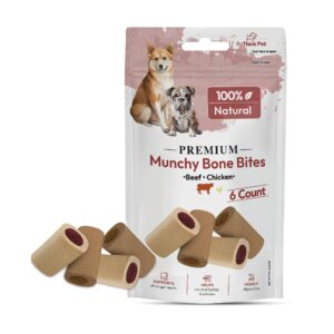 rethink pet 6 pcs premium munchy bone bites, dog treats small dogs, beef and chicken flavored dog training treats, highly digestible dog treat, natural pet treats for dogs, perfect teething dog treats