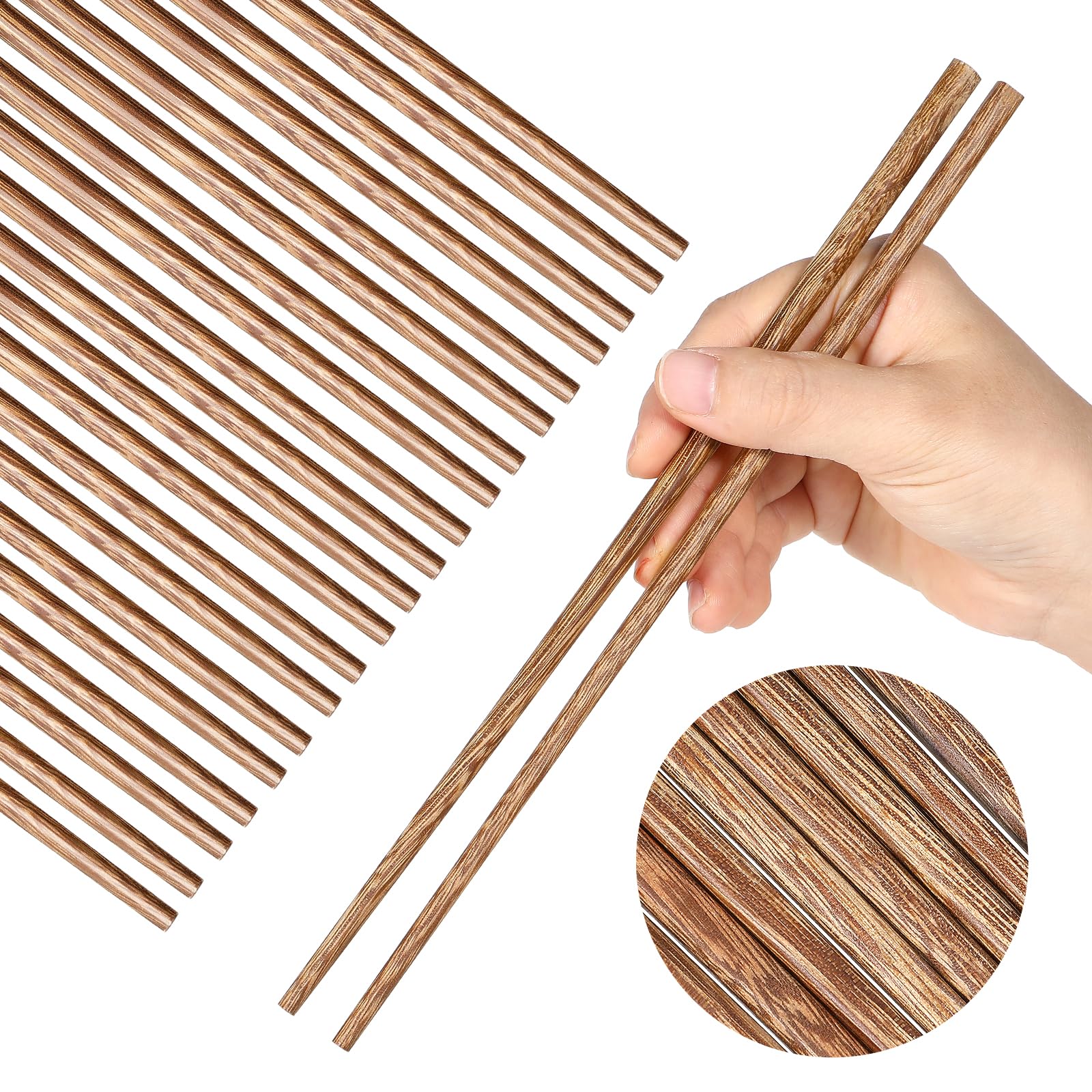 10 Pairs Wooden Chopsticks Chopsticks Dishwasher Safe Reusable Chopsticks for Adults Chinese Japanese Korean Reusable Wood Chopsticks Non Slip for Kitchen Noodles Cooking Eating Wood Grey (9.8 Inch)