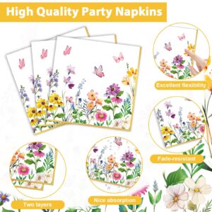 96Pcs Floral Bridal Shower Party Supplies Cheers to Love Tableware Set Wildflower Party Plates and Napkins Decorations for Engagement Bridal Shower Wedding Dinnerware Party Favors for 24 Guests