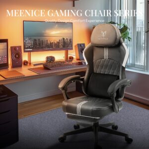 Gaming Chair with Footrest and Pocket Spring Cushion,Big and Tall Game Chair with Cooling Gel and Massage Lumbar,Adjustable High Back Ergonomic Computer Chair for Adults-Supports up to 300LBS Black ﻿