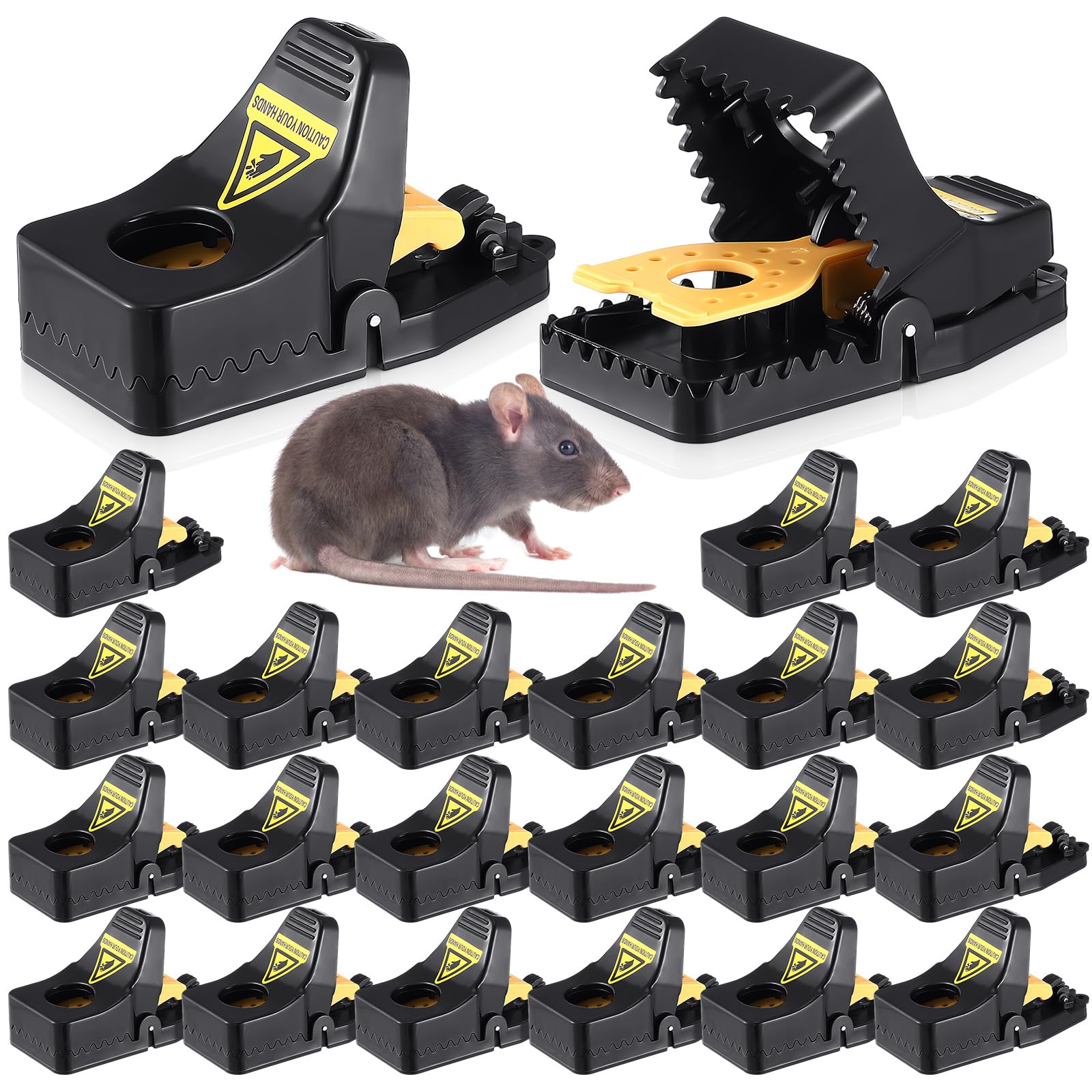 Qualirey Mouse Traps Indoor for Home Rat Traps for House Small Mice Traps Reusable Rat Traps Snap Traps Quick Effective Mouse Catcher Safe Mousetrap for Family and Pet (24 Pcs)