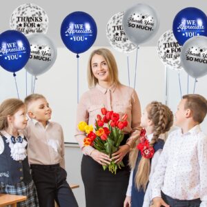 We Appreciate You Decorations Blue Silver Thank You Balloons 50 Pcs Thanks for All You Do & We Appreciate You Balloons Coworker Employee Staff Appreciation Gifts Graduation Appreciation Party