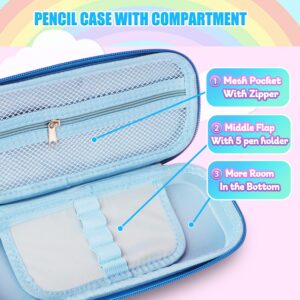 SUMONDA Stitch Pencil Case School Supplies Stationery Organizer Big Pencil Box Cute Pen Pouch With Compartment For Girls Boys Kids Teens Women (Blue1)