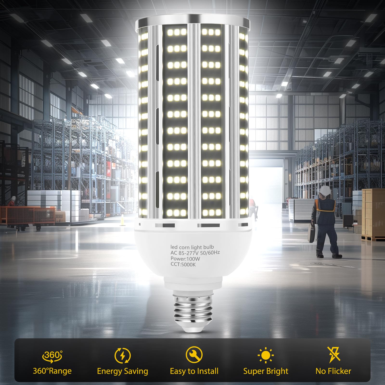 100W 2 pack LED Corn Light Bulb,(1000W Equivalent )Commercial Grade DayLight 5000K E26/E39 14200LM Medium Mogul Base LED Lamp,Large Area Lights For Outdoor Indoor Garage Warehouse Factory Bay Light