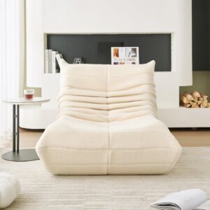 Tosaronia 36" Fireside Chair Lazy Floor Sofa Couch with Teddy Fabirc Boucle Bean Bag Lounge Sofa Chair Tatami Sofa for Living Room Office Bedroom Apartment(Beige)…