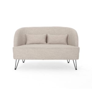 christopher knight home nilton modern fabric loveseat with hairpin legs, 49.5 "w x 28.5 "d x 30.75 "h, beige + black