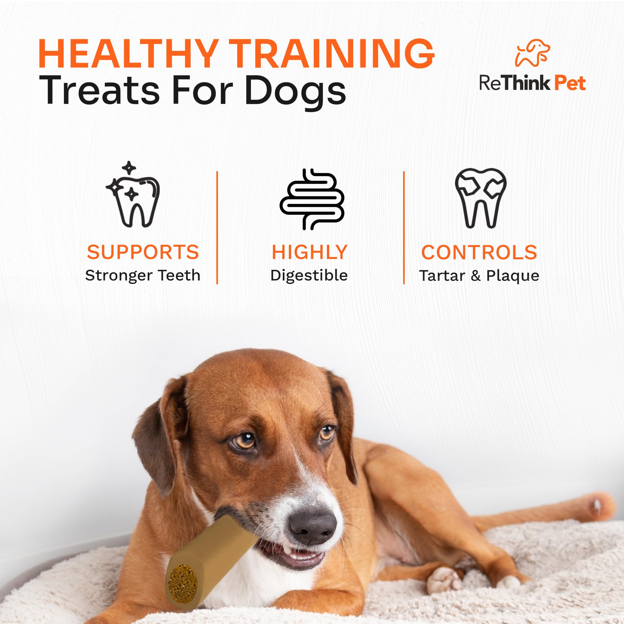 ReThink Pet 2 Pcs Premium Munchy Bone Sticks, Dog Treats Small Dogs, Beef & Chicken Dog Chew Sticks, Highly Digestible & Long Lasting Dog Chews, Natural Dog Chews for Aggressive Chewers