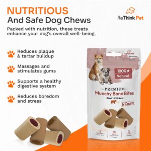 ReThink Pet 6 Pcs Premium Munchy Bone Bites, Dog Treats Small Dogs, Beef and Chicken Flavored Dog Training Treats, Highly Digestible Dog Treat, Natural Pet Treats for Dogs, Perfect Teething Dog Treats