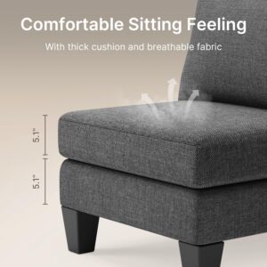 Gizoon Ottoman Module for Modular Sofa, Cube Seat, Square Ottoman for Sectional Couch, Footrest with Modern Fabric, Dark Grey