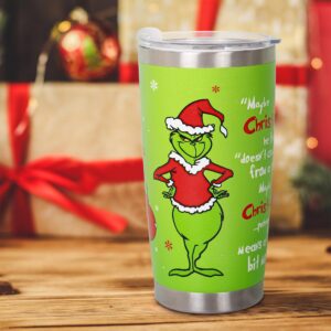 Fanunny 20oz Christmas Tumbler with Lid, Stainless Steel Vacuum Double Wall Insulated Travel Tumblers Coffee Mug(Tumbler 1)