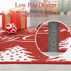 CAREMEE Christmas Rug Runner Rug 2x6 Washable Rug Non Slip Kitchen Rugs Bedroom Decor Soft Throw Rugs Stain Resistant Carpet for Bedroom Laundry Hallway Runner Red 2'x6'