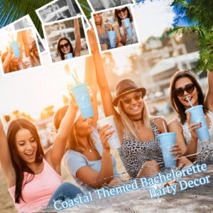 Qinyoung 16 Pcs Last Toast on the Coasts Bachelorette Party Plastic Cups 24 oz Bachelorette Party Tumbler with Lids and Straws Camp Bachelorette Cups for Bride Bridesmaid Last Toast on the Coast Gifts