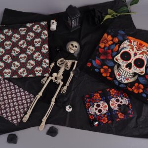 ysmile Halloween Skull Gift Bag with Wrapping Paper for Men Women 12.6" 2 Pack