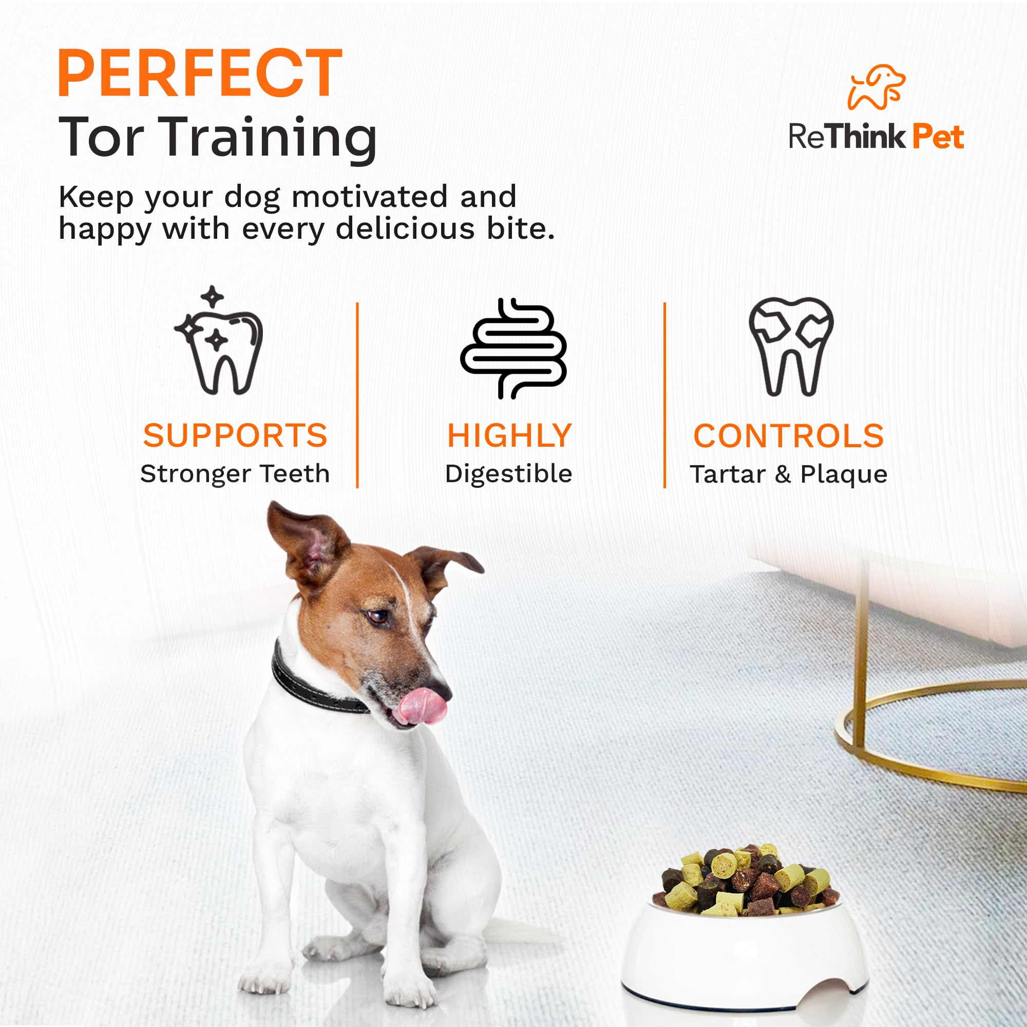 ReThink Pet 100 Pieces Dog Training Treat, Protein Rich Bites with Beef, Lamb & Chicken, High Digestible, Healthy Dog Training Treats, Great Tasting, Long Lasting, Dog Chew, Suitable for Small Dog