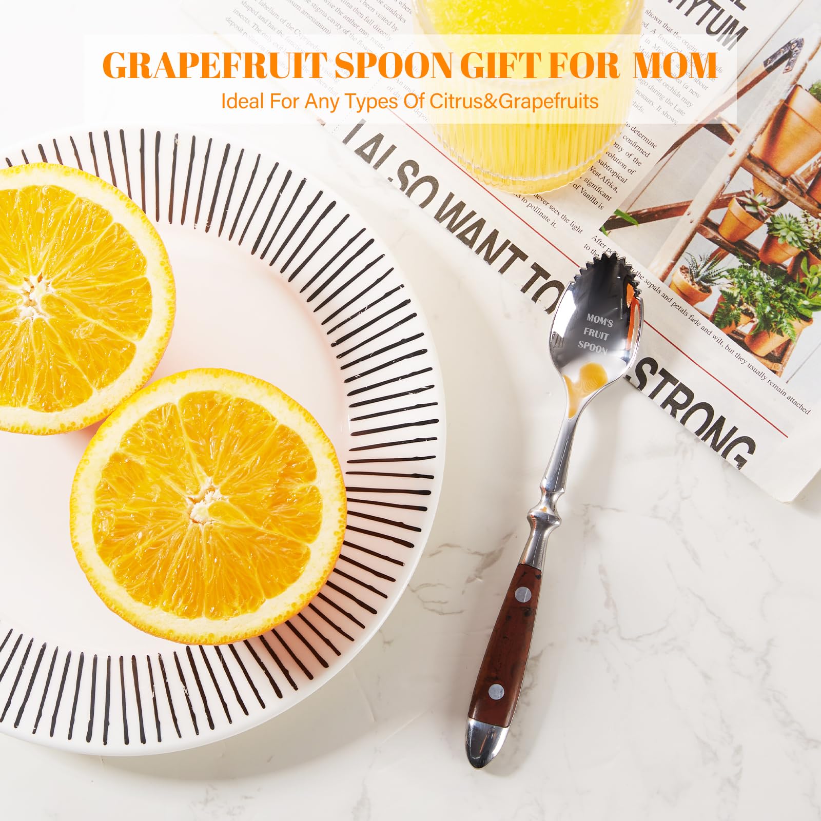 Mom’s Fruit Spoon-Mom Christmas Gifts from Daughter&Son，Serrated Grapefruit Spoon Birthday Gifts for Mom，Mother's Day Mom Gift from Daughter，Christma Thanksgiving Day Mom Grapefruit Spoon Gift