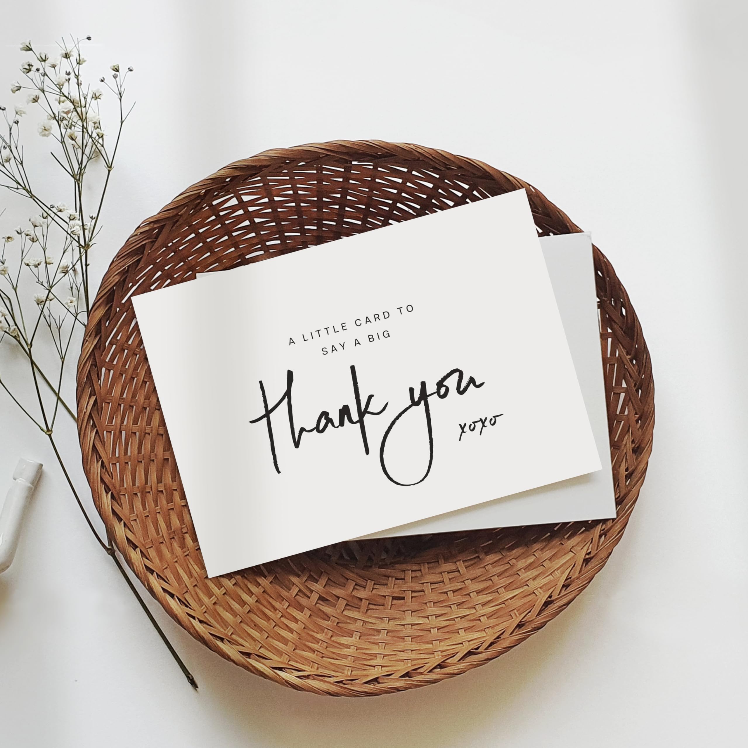 Blank Thank You Cards with Envelopes by ThreeKin - 25 Folded 3.5 x 5 Inch Cards for Weddings, Graduations, Baby Showers, Business & Birthdays - All Occasion Stationery Set, US Owned Business