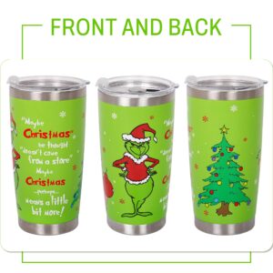 Fanunny 20oz Christmas Tumbler with Lid, Stainless Steel Vacuum Double Wall Insulated Travel Tumblers Coffee Mug(Tumbler 1)