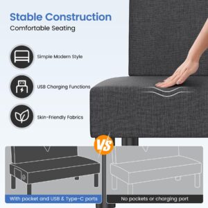 Anranni 41" Mini Couch with USB Charging Port for Bedroom, Mini Futon, Armless Couches Loveseat for Small Spaces Living Room, Seating for Apartment, Office, Dorm, Office, Classroom Furniture