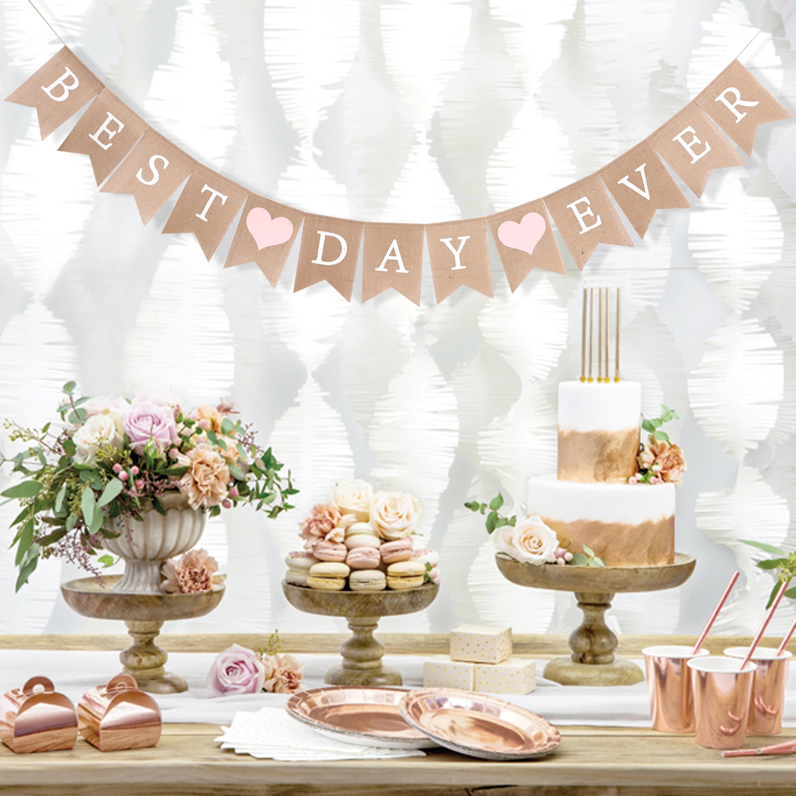 Wedding Party Decorations - Best Day Ever Banner Birthday Banner Photo Props,Best Day Ever Bridal Shower Decorations,Engaged Bachelorette Party Hanging Banner