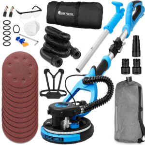 𝟐𝟎𝟐𝟒 𝐔𝐩𝐠𝐫𝐚𝐝𝐞𝐝 drywall sander, 780w electric drywall sander with vacuum attachment and labor-saving back belt, 7 variable speed 900-1800rpm, dustless floor sander for popcorn ceiling floor