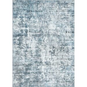 Soalmost Abstract Rug 8x10 Large Living Room Rugs Neutral Modern Washable Area Rugs for Bedroom Dining Room Non-Slip Stain Resistant Foldable Thin Rug Blue