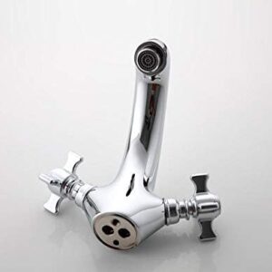 Kitchen Taps Silver Brass Bathroom Fixtures Basin Faucet Dual Handle Hot and Cold Water Tap Mixer for Bath Room Faucet