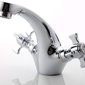 Kitchen Taps Silver Brass Bathroom Fixtures Basin Faucet Dual Handle Hot and Cold Water Tap Mixer for Bath Room Faucet