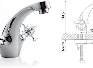 Kitchen Taps Silver Brass Bathroom Fixtures Basin Faucet Dual Handle Hot and Cold Water Tap Mixer for Bath Room Faucet