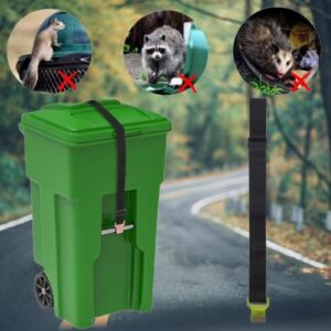 AVIZCVE Trash Can Locks for Animals, Bear Proof Trash Can Lock, Garbage Can Lid Lock for Raccoons, Strong Outdoor Trash Bin Bungee Cord Strap, Adjustable Garbage Can Security Strap-Black