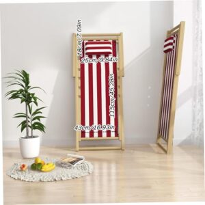 Wedhapy Patio Chair Replacement Fabric 45x17 Folding Sling Chair Replacement Fabric with Pillowcase Red and White Stripes Patio Chair Sling Replacement for Home Beach Balcony Patio Chair Sling Repl