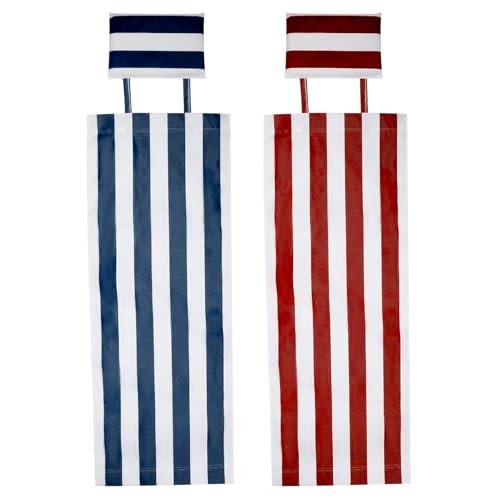 Wedhapy Patio Chair Replacement Fabric 45x17 Folding Sling Chair Replacement Fabric with Pillowcase Red and White Stripes Patio Chair Sling Replacement for Home Beach Balcony Patio Chair Sling Repl