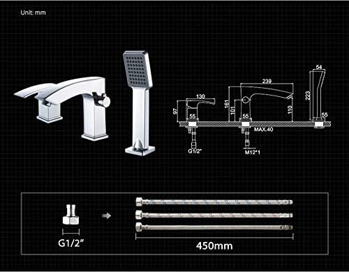 RONPOTY Kitchen Taps Bathtub Faucet Chrome Bathroom Tub Faucet Rainfall Bath Tub Taps Shower Mixer Tap Shower Faucet Set