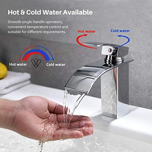 DMUZZSQJ Waterfall Faucet, Washbasin Single Lever Mixer Tap, Waterfall Tap, Bath Mixer tap, Single Lever Mixer tap, tap for Bathroom, for Kitchen, Bathroom, Washbasin Mixer Tap Hot and Cold