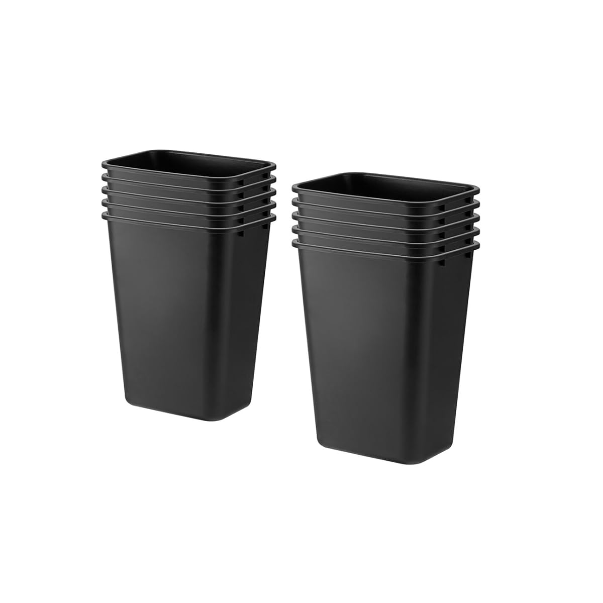 SunSierra 10 Pack, Recycle Wastebasket, 28 Qt. / 7 Gallon Rectangular Wastebasket/Trash Can Kit - Space Saving Recycling Bin, Narrow Spaces in Commercial, Kitchen, Home, Office, and Dorm - Black