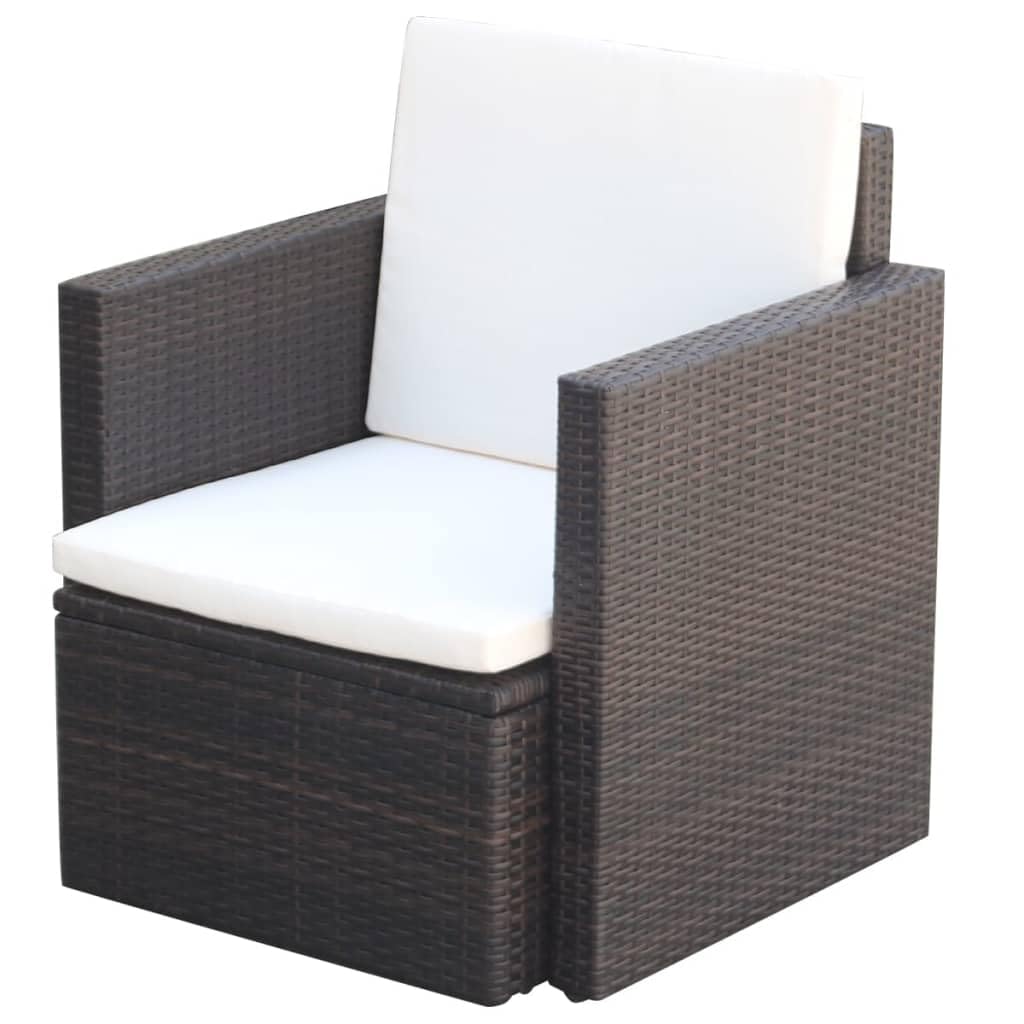 KCCKOM Patio Chair with Cushions and Pillows Poly Rattan Brown,Stylish and Comfortable Outdoor Rattan Armchair with Washable Cushions for Patio, Balcony, and Garden Patio Furniture & Accessories, 1