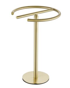 hand towel holder stand, free-standing towel rack brushed gold, sus304 stainless steel towel bar rack stand, tower bar for bathroom kitchen vanity countertop