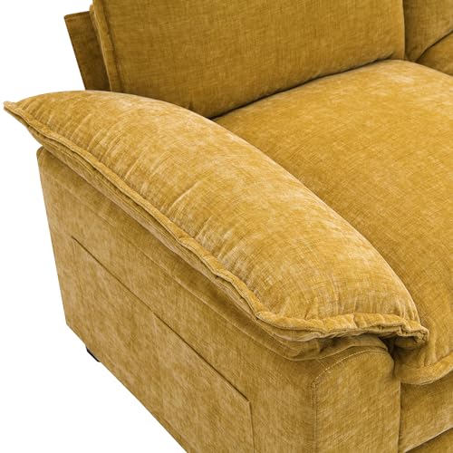 Favfurish 118" Modern L-Shaped Chenille Cloud Sofa with Chaise,5-seat Upholstered Couch W/Double Seat Cushions,Indoor Funiture Sleeper for Living Room Apartment Lounge,Ginger