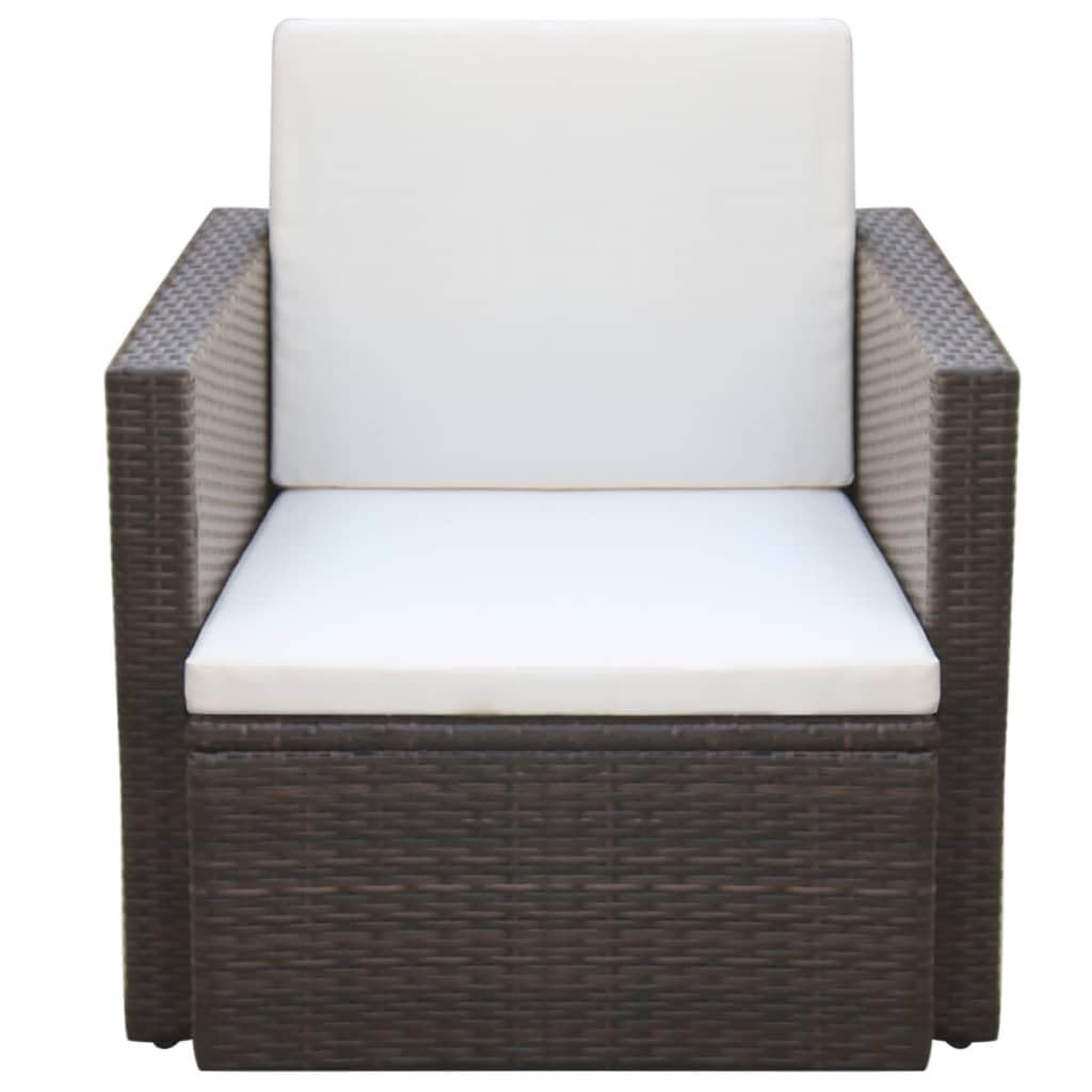 KCCKOM Patio Chair with Cushions and Pillows Poly Rattan Brown,Stylish and Comfortable Outdoor Rattan Armchair with Washable Cushions for Patio, Balcony, and Garden Patio Furniture & Accessories, 1