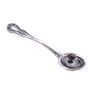 APOLEEA Hypoallergenic 925 Sterling Silver Small Salt Spoon - Premium Quality 2.2" Polished Round Bowl Mustard Spoon - Beautiful Designed Handle - Gift for Culinary Enthusiasts