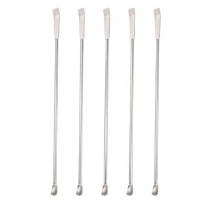 yokive 5 pcs lab spatula spoon, 304 stainless steel micro sampling mixing measuring great for laboratory (200mm/8-inch)