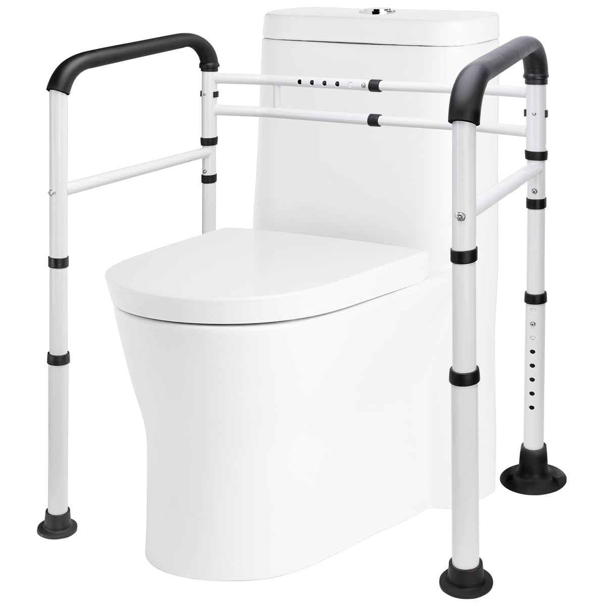 Aimoptg Toilet Safety Rails for Seniors (350 LB) Adjustable Toilet Safety Frame with Arms Foldable Toilet Handles for Elderly and Disabled & Handicap, Toilet Rails Fits Most Toilets, Easy Installation