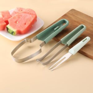 IFSAN USA, 3-in-1 Watermelon Fruit Fork, Slicer, and Cutter - Stainless Steel Watermelon Popsicle Cutter, Slicer Tool - Great Kitchen Gadgets, Perfect for Camping (Green)