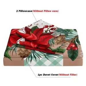 ZIRANSHU Christmas Duvet Cover King Size, Christmas Floral Wreath Comforter Cover Holiday Decoration Christmas Theme Bedding Set with Zipper Closure Printed Quilt Cover (1 Duvet Cover + 2 Pillowcase)