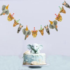 Jungle Safari Animals Party Decorations,Wild Animal Birthday Party Banner,Zoo Birthday Party Decorations,Animal Theme 1st Birthday Party Bunting Garland,Wild One Baby Shower Supplies,Woodland Animal Theme Decorations