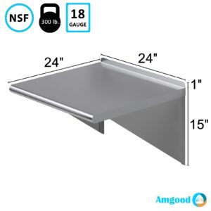 AmGood 24" X 24" Stainless Steel Wall Shelf | NSF | Garage, Laundry, Storage, Utility Room | Restaurant, Commercial Kitchen