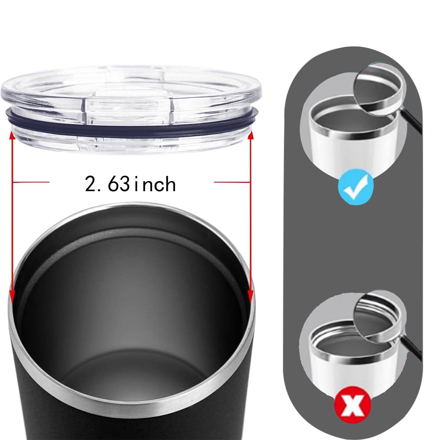 4 Pack 20 oz Skinny Tumbler Lid Replacement Lids for Tumblers Travel Coffee Mug Spill Proof Splash Resistant Silicone Sliding Covers