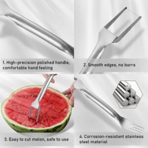 Watermelon Fork Slicer Cutter, 2024 Watermelon Cutter Slicer 2-in-1 Watermelon Fork Slicer Stainless Steel Watermelon Cube Cutter Quickly Safe Watermelon Knife for Kitchen Gadget (1 Pack)