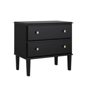 prepac lux nightstand bedside table, black nightstand for bedroom, end table with 2 drawers 16" d x 27.75" w x 25" h, bdnr-2302-1